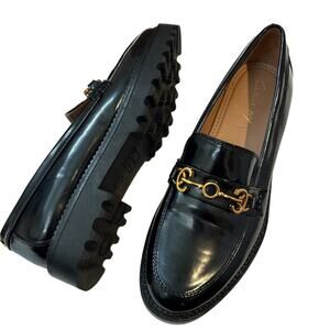 Circus NY by Sam Edelman Deana Loafers Black Patent Gold Chain Size 10